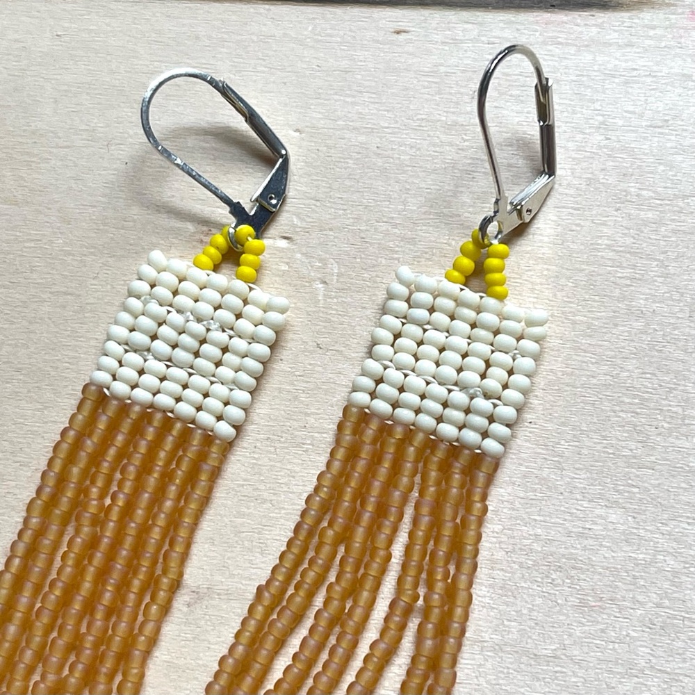 HANDMADE GLASS EARRINGS | Mini Beacon Handwoven Small Batch Earrings in Field